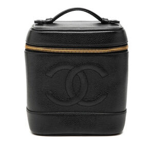 Chanel Coco Mark Vanity Bag Handbag A01998 Black Caviar Leather Women's CHANEL